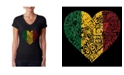 LA Pop Art Women's Word Art V-Neck T-Shirt - One Love Heart